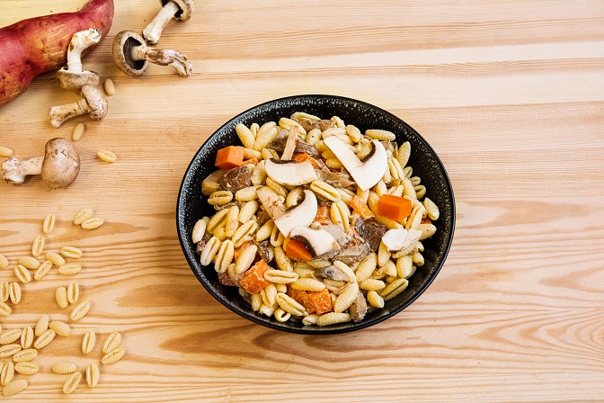 Pennes aux patates douces sauce aux champignons